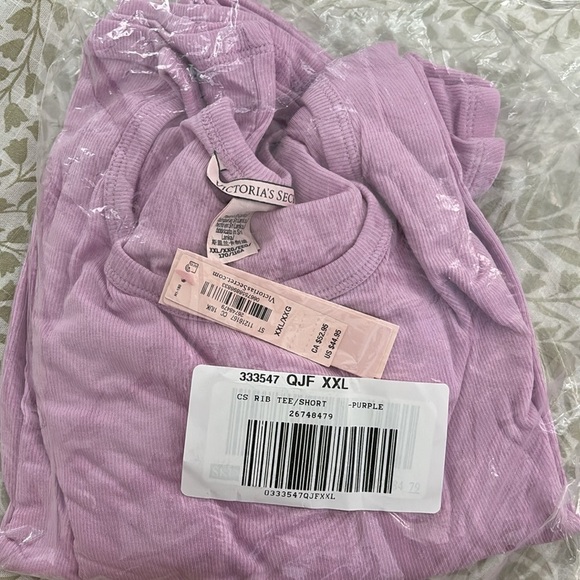 NWT Victoria’s Secret Ribbed Modal Tee Shorts Set in Violet Sugar Size XXL - Picture 4 of 4
